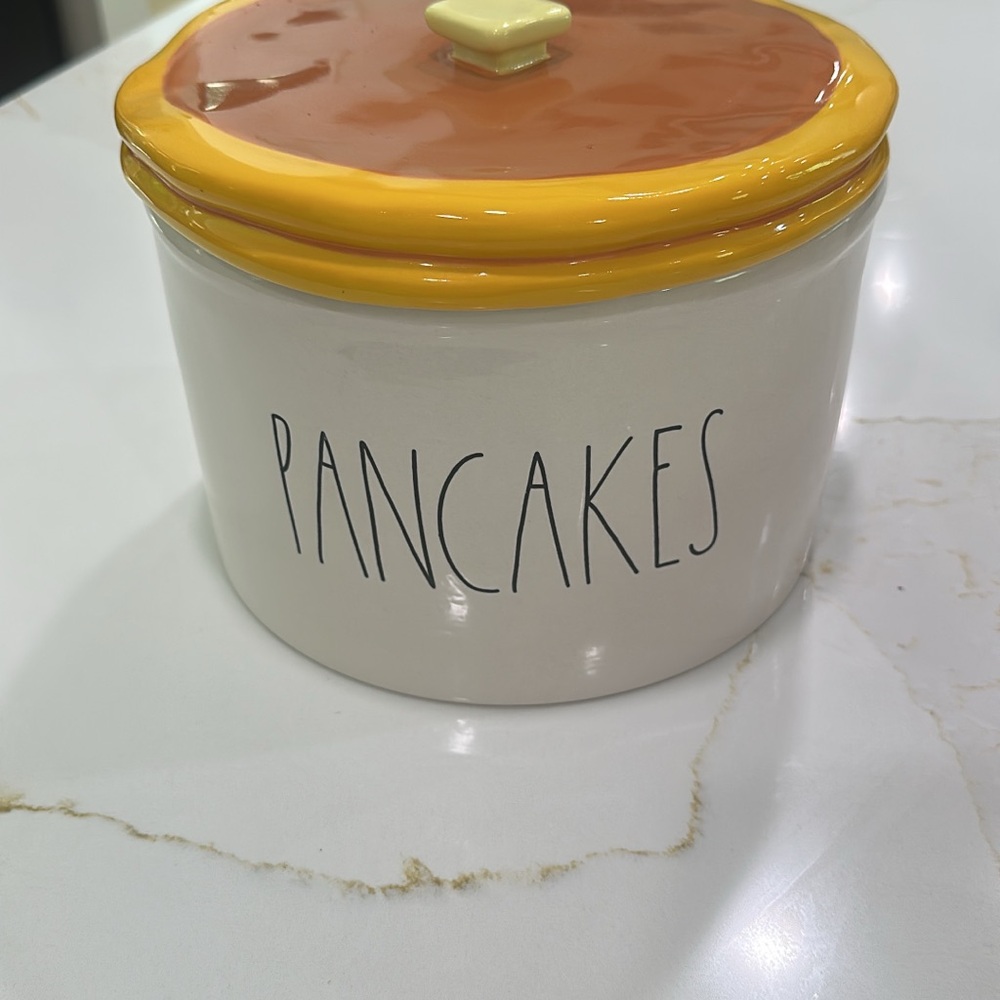 Rae Dunn Cream and Tan Pancake Jar